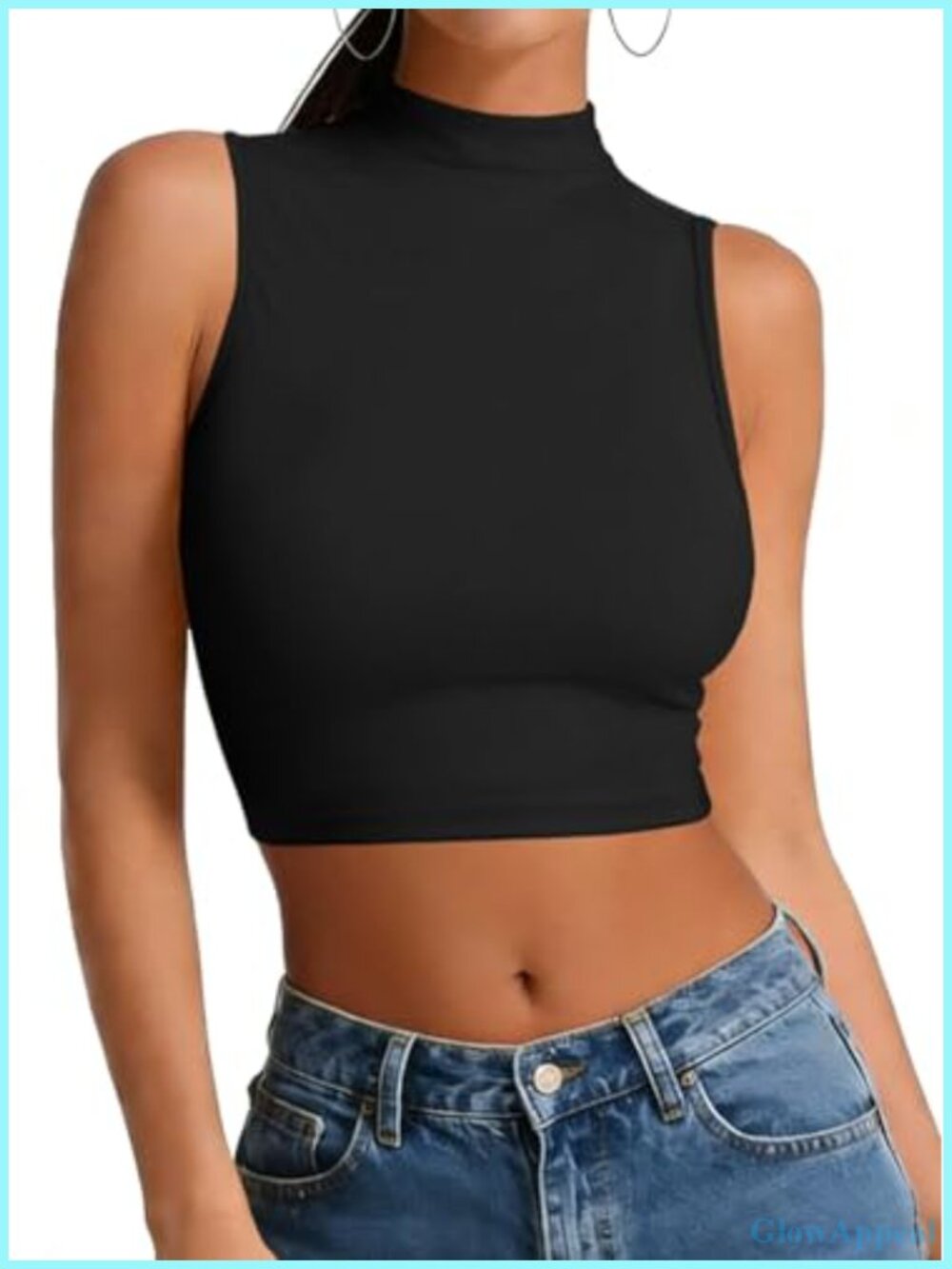Women's Sexy Crop Tank Top Turtleneck Sleeveless Slim Fit Summer Top